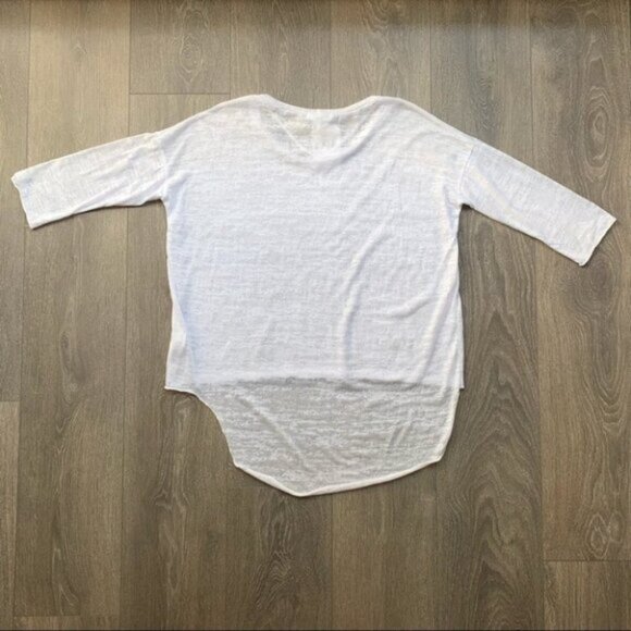 REVOLVE LNA Cape Strap Tee Top Burnout 3/4 Length Sleeve White High Low hem XS - Picture 15 of 16